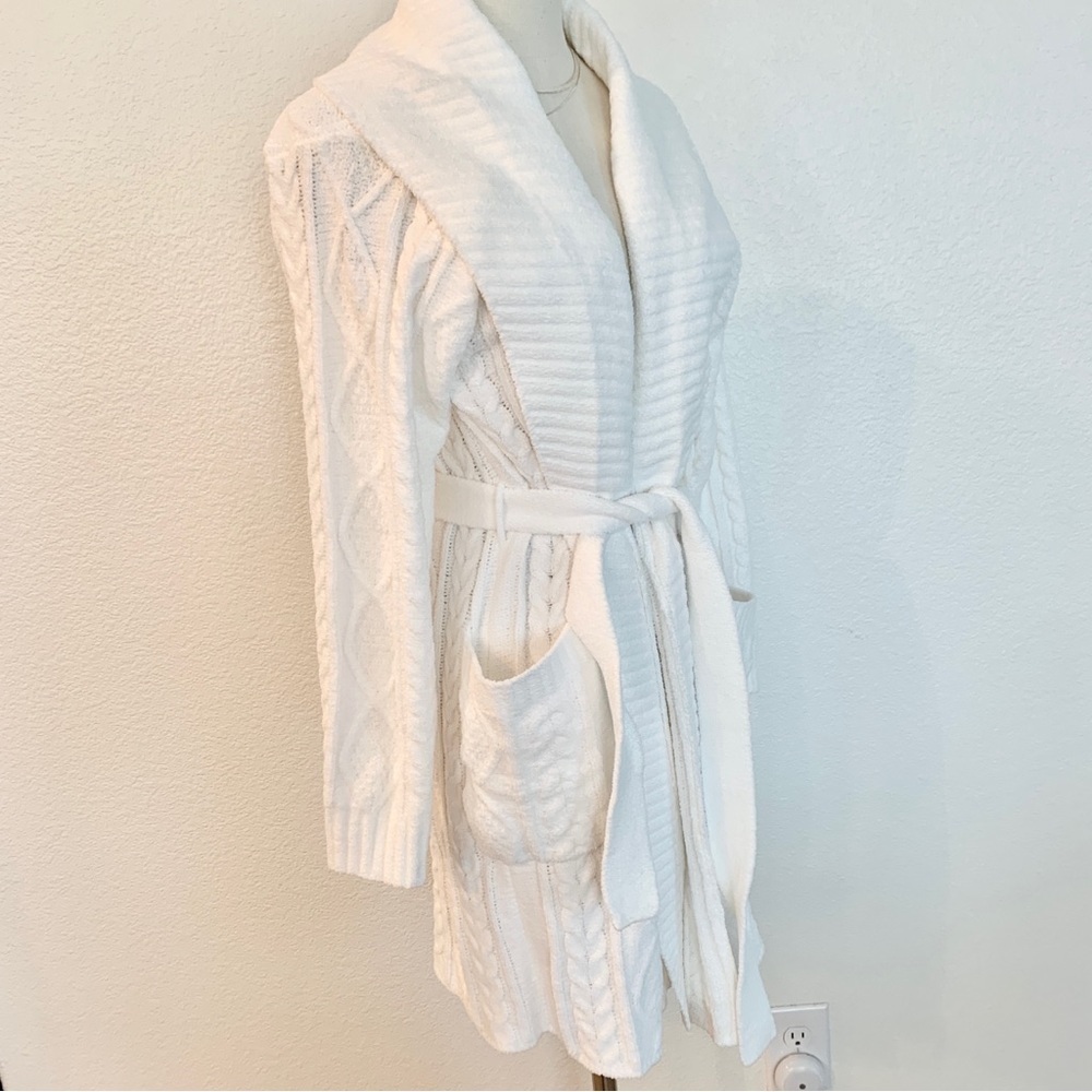 ๐ PJ Salvage White Chenille Cable Knit Sweater Short Robe - Picture 9 of 14